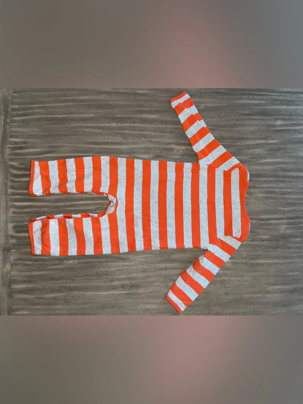 Old Navy Orange & Gray Striped Halloween Pumpkin One-Piece